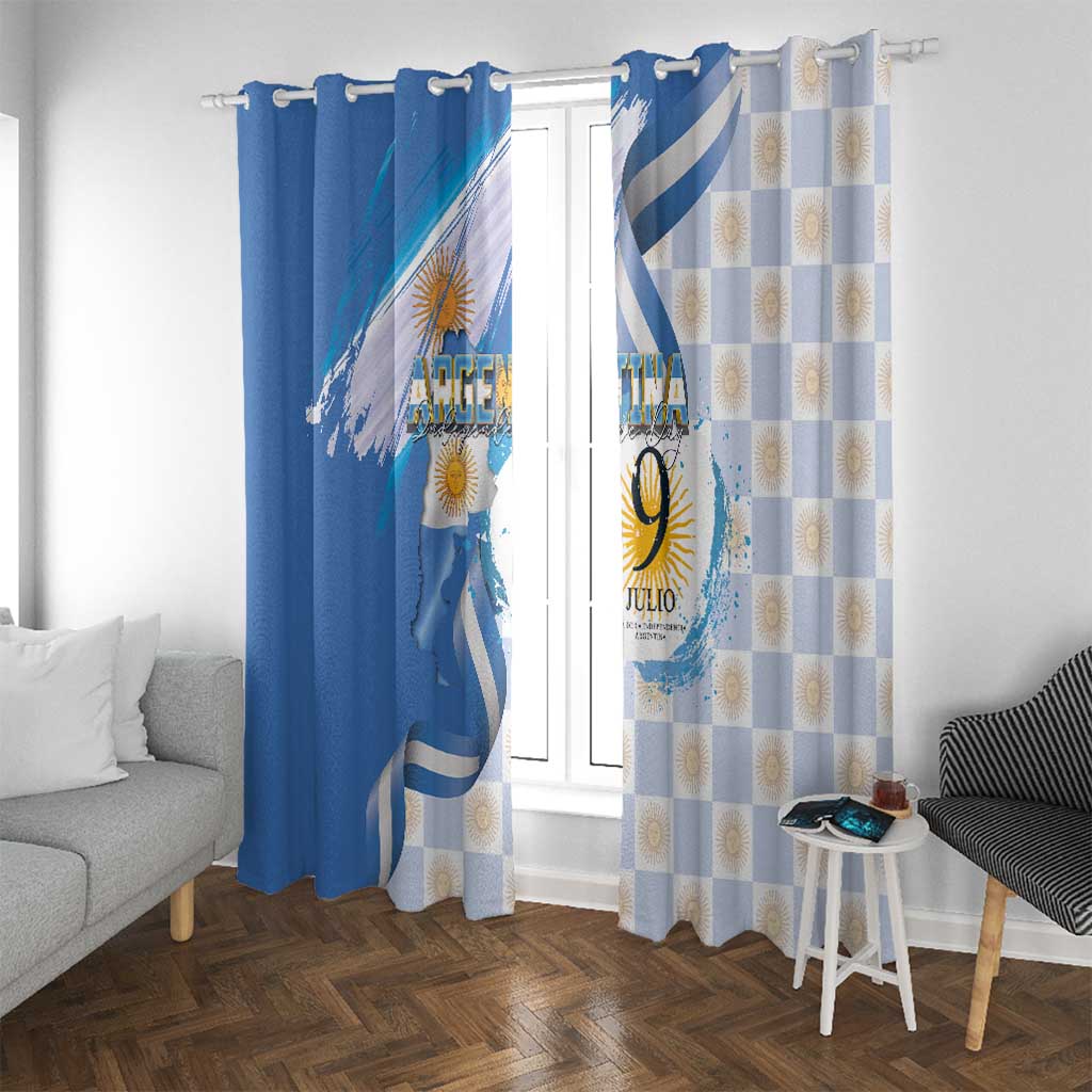 Argentina Independence Day Window Curtain - Día de la Independencia Brush and Grunge Style