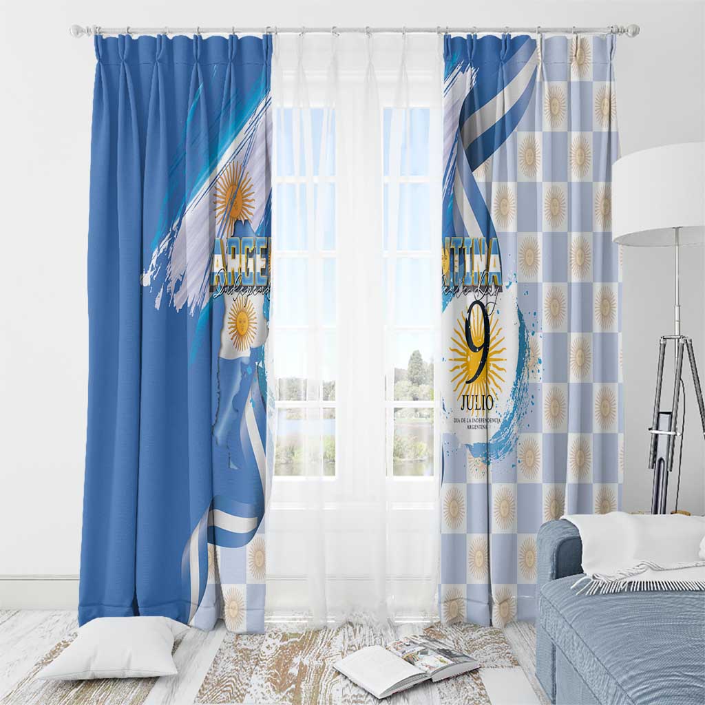 Argentina Independence Day Window Curtain - Día de la Independencia Brush and Grunge Style