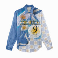 Argentina Independence Day Women Casual Shirt - Día de la Independencia Brush and Grunge Style