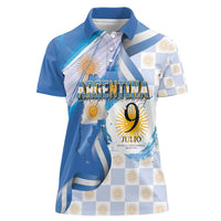 Argentina Independence Day Women Polo Shirt - Día de la Independencia Brush and Grunge Style