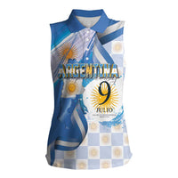 Argentina Independence Day Women Sleeveless Polo Shirt - Día de la Independencia Brush and Grunge Style