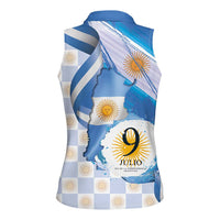 Argentina Independence Day Women Sleeveless Polo Shirt - Día de la Independencia Brush and Grunge Style