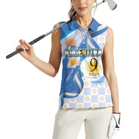 Argentina Independence Day Women Sleeveless Polo Shirt - Día de la Independencia Brush and Grunge Style