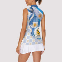 Argentina Independence Day Women Sleeveless Polo Shirt - Día de la Independencia Brush and Grunge Style