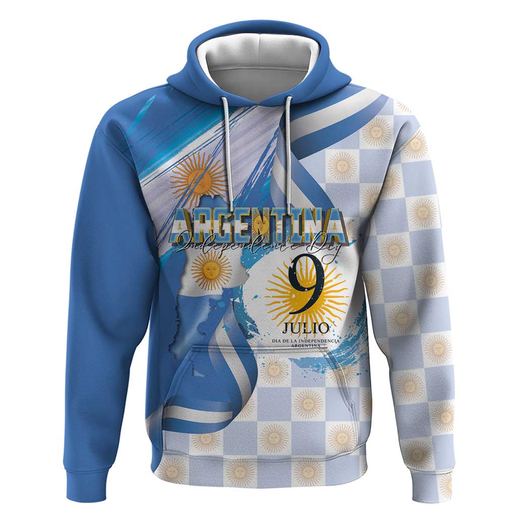 Argentina Independence Day Zip Hoodie - Día de la Independencia Brush and Grunge Style
