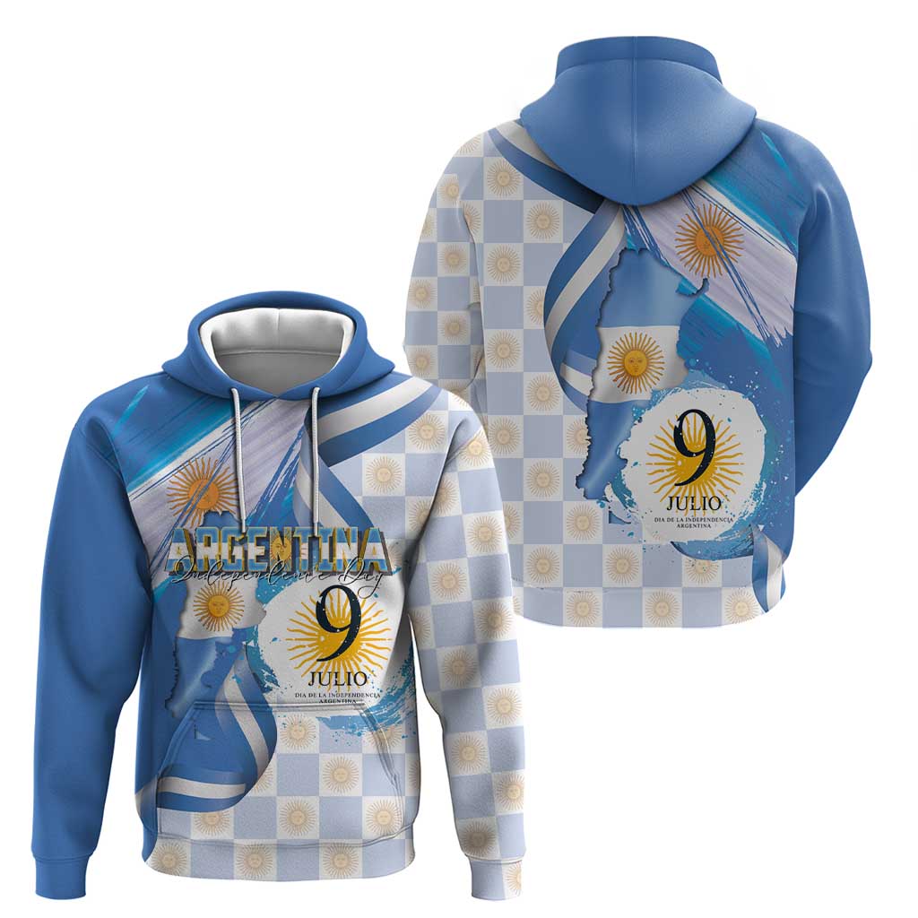 Argentina Independence Day Zip Hoodie - Día de la Independencia Brush and Grunge Style