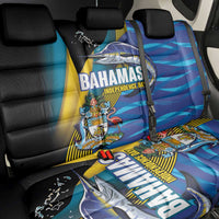 Bahamas Independence Day Back Car Seat Cover National Flag Style with Blue Marlin and Emblem