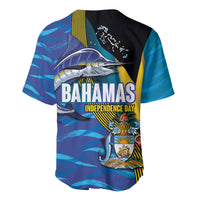 Bahamas Independence Day Baseball Jersey National Flag Style with Blue Marlin and Emblem