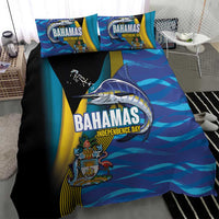 Bahamas Independence Day Bedding Set National Flag Style with Blue Marlin and Emblem