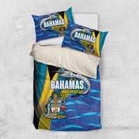 Bahamas Independence Day Bedding Set National Flag Style with Blue Marlin and Emblem