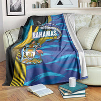 Bahamas Independence Day Blanket National Flag Style with Blue Marlin and Emblem