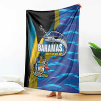 Bahamas Independence Day Blanket National Flag Style with Blue Marlin and Emblem