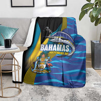 Bahamas Independence Day Blanket National Flag Style with Blue Marlin and Emblem
