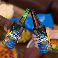 Bahamas Independence Day 4 in 1 Can Cooler Tumbler National Flag Style with Blue Marlin and Emblem