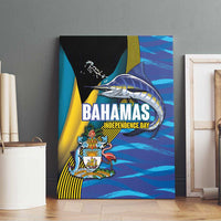 Bahamas Independence Day Canvas Wall Art National Flag Style with Blue Marlin and Emblem