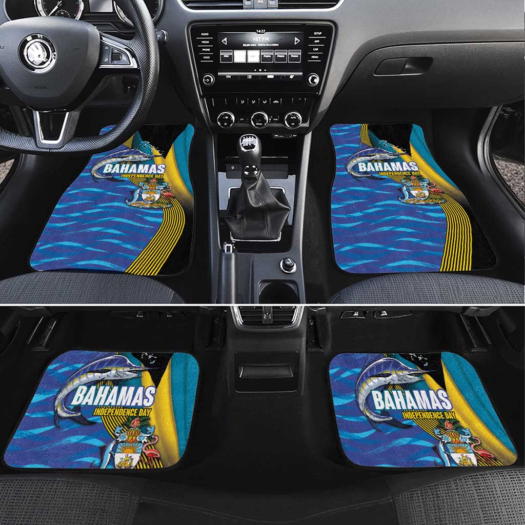 Bahamas Independence Day Car Mats National Flag Style with Blue Marlin and Emblem