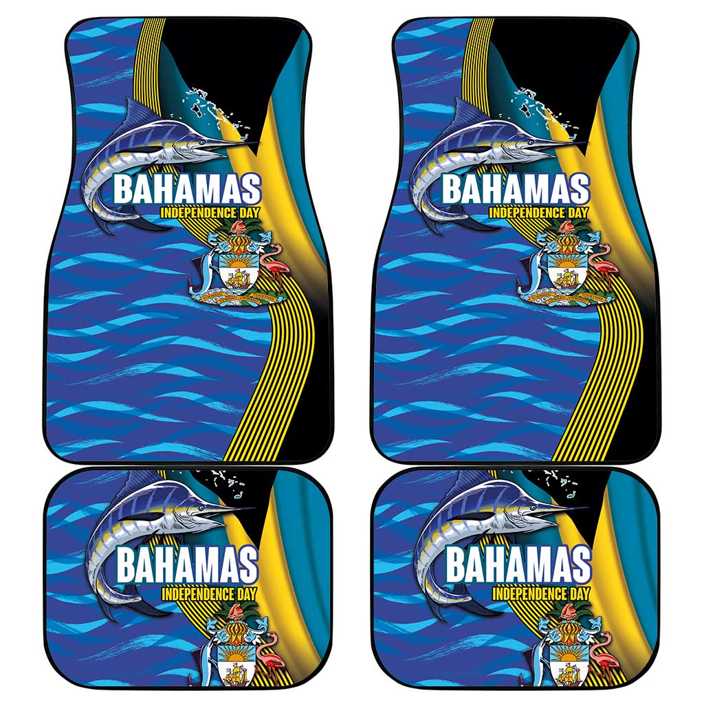 Bahamas Independence Day Car Mats National Flag Style with Blue Marlin and Emblem