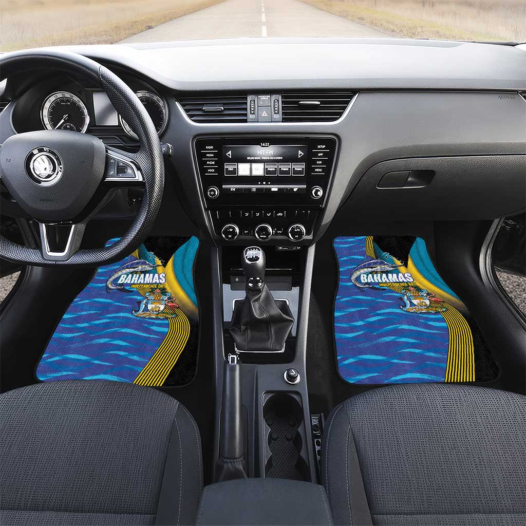 Bahamas Independence Day Car Mats National Flag Style with Blue Marlin and Emblem