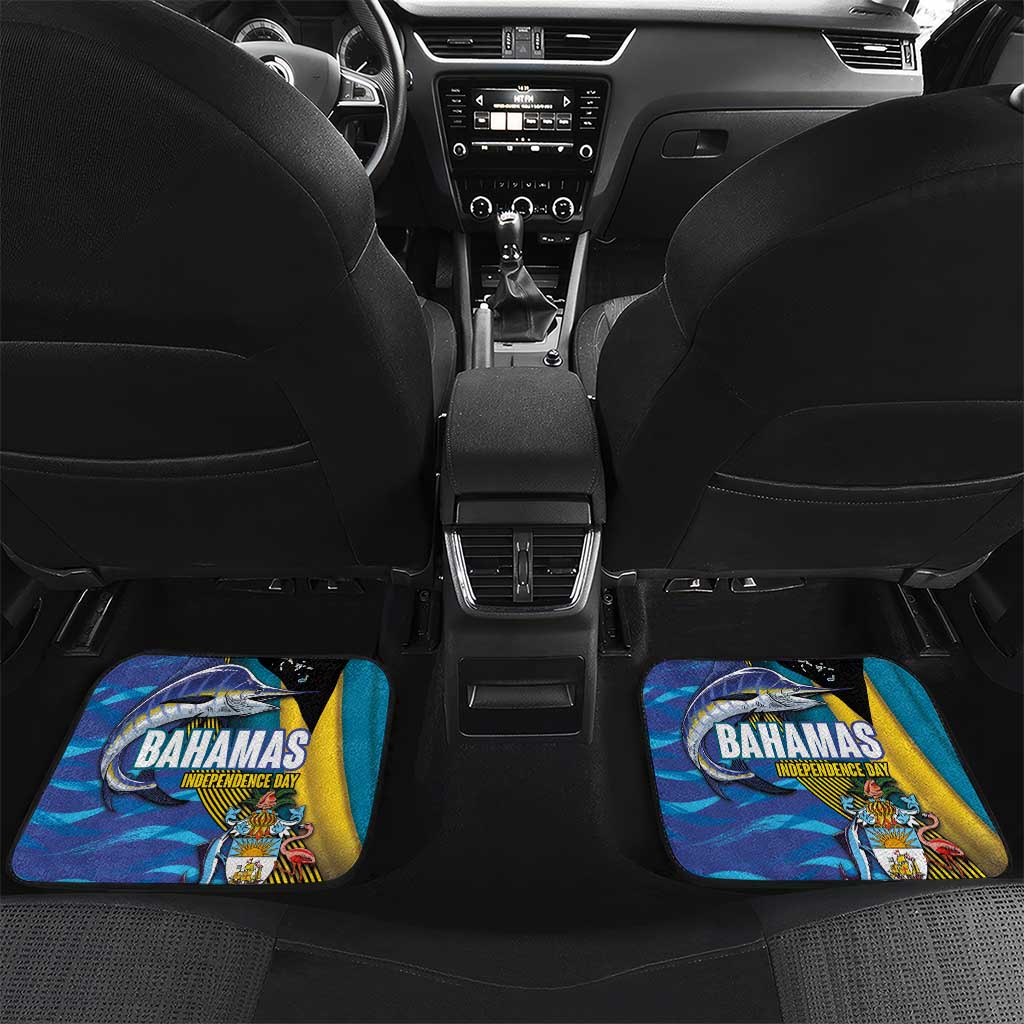 Bahamas Independence Day Car Mats National Flag Style with Blue Marlin and Emblem