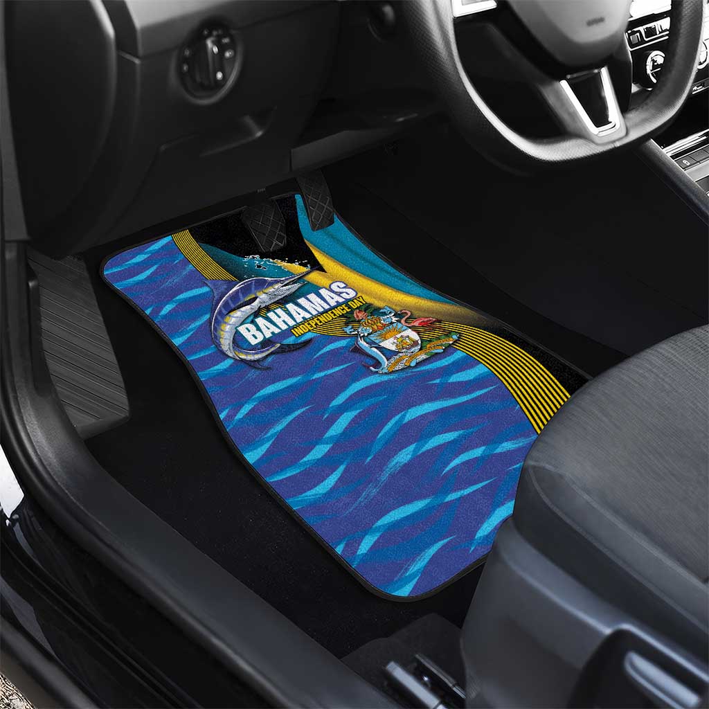 Bahamas Independence Day Car Mats National Flag Style with Blue Marlin and Emblem