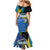 Bahamas Independence Day Family Matching Mermaid Dress and Hawaiian Shirt National Flag Style with Blue Marlin and Emblem