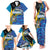 Bahamas Independence Day Family Matching Tank Maxi Dress and Hawaiian Shirt National Flag Style with Blue Marlin and Emblem