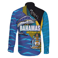 Bahamas Independence Day Family Matching Tank Maxi Dress and Hawaiian Shirt National Flag Style with Blue Marlin and Emblem