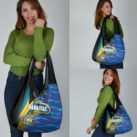 Bahamas Independence Day Grocery Bag National Flag Style with Blue Marlin and Emblem