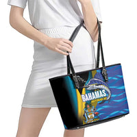Bahamas Independence Day Leather Tote Bag National Flag Style with Blue Marlin and Emblem