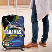 Bahamas Independence Day Luggage Cover National Flag Style with Blue Marlin and Emblem