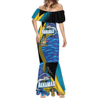 Bahamas Independence Day Mermaid Dress National Flag Style with Blue Marlin and Emblem