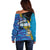 Bahamas Independence Day Off Shoulder Sweater National Flag Style with Blue Marlin and Emblem