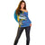 Bahamas Independence Day Off Shoulder Sweater National Flag Style with Blue Marlin and Emblem