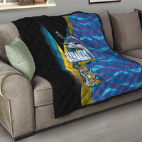 Bahamas Independence Day Quilt National Flag Style with Blue Marlin and Emblem