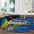 Bahamas Independence Day Round Carpet National Flag Style with Blue Marlin and Emblem