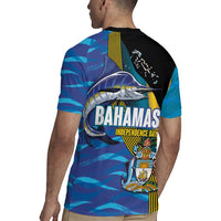 Bahamas Independence Day Rugby Jersey National Flag Style with Blue Marlin and Emblem