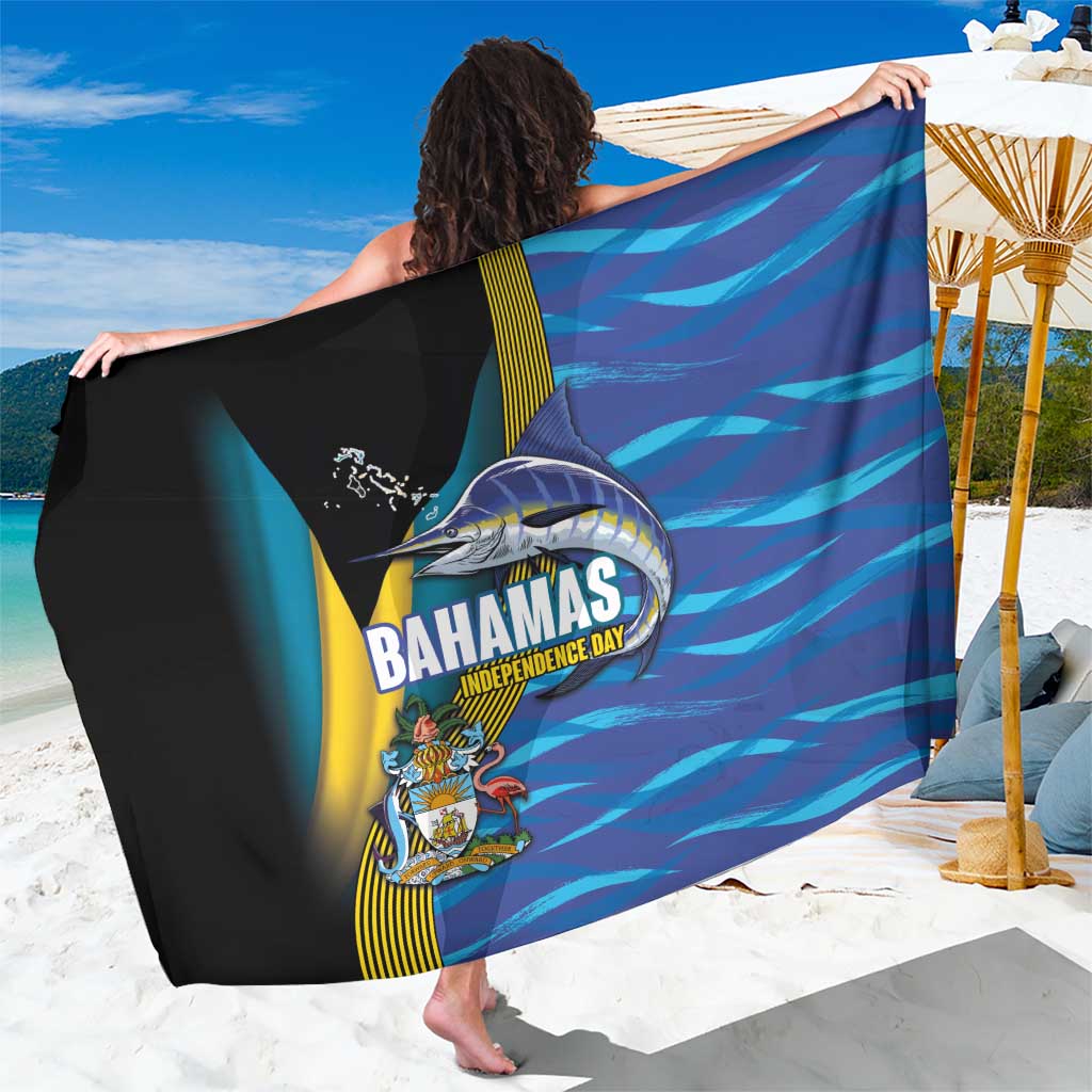 Bahamas Independence Day Sarong National Flag Style with Blue Marlin and Emblem