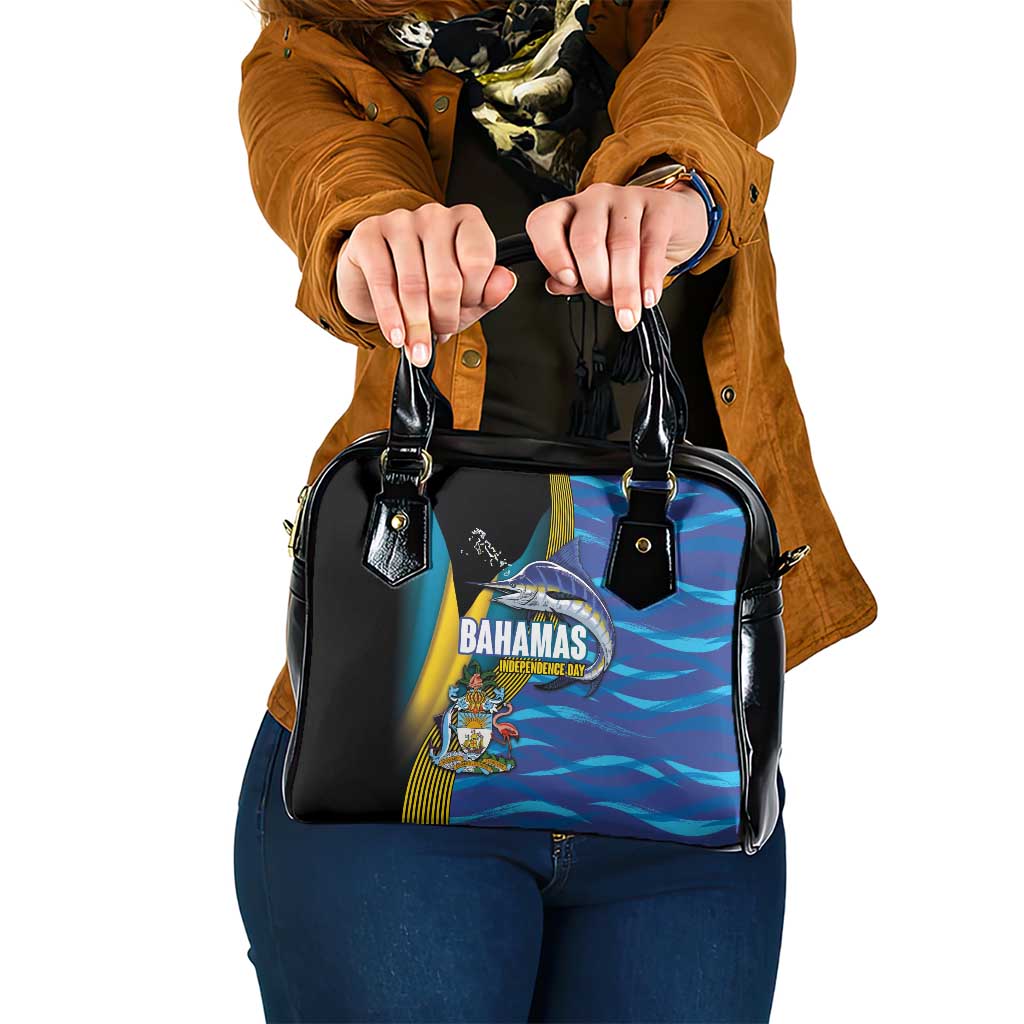 Bahamas Independence Day Shoulder Handbag National Flag Style with Blue Marlin and Emblem