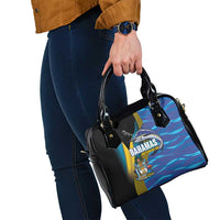Bahamas Independence Day Shoulder Handbag National Flag Style with Blue Marlin and Emblem