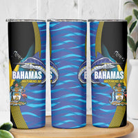 Bahamas Independence Day Skinny Tumbler National Flag Style with Blue Marlin and Emblem