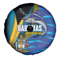 Bahamas Independence Day Spare Tire Cover National Flag Style with Blue Marlin and Emblem