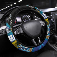 Bahamas Independence Day Steering Wheel Cover National Flag Style with Blue Marlin and Emblem