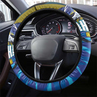 Bahamas Independence Day Steering Wheel Cover National Flag Style with Blue Marlin and Emblem