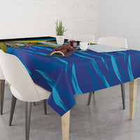 Bahamas Independence Day Tablecloth National Flag Style with Blue Marlin and Emblem