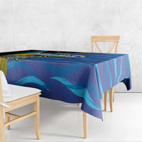 Bahamas Independence Day Tablecloth National Flag Style with Blue Marlin and Emblem