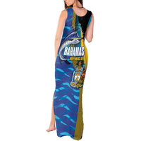 Bahamas Independence Day Tank Maxi Dress National Flag Style with Blue Marlin and Emblem
