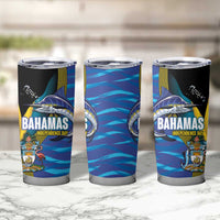 Bahamas Independence Day Tumbler Cup National Flag Style with Blue Marlin and Emblem