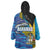 Bahamas Independence Day Wearable Blanket Hoodie National Flag Style with Blue Marlin and Emblem