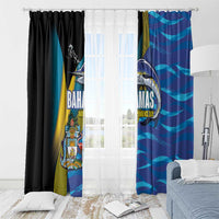Bahamas Independence Day Window Curtain National Flag Style with Blue Marlin and Emblem