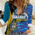 Bahamas Independence Day Women Casual Shirt National Flag Style with Blue Marlin and Emblem